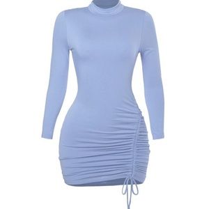 SOLD OUT- Thank you - Sweet Stunner Ruched Dress - Dusty Blue